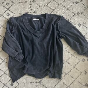 We the Free Free People Charcoal Black distressed sweatshirt Oversized Cozycore